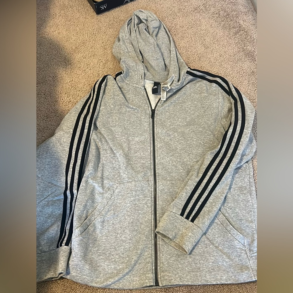 Adidas Black And Gray Zip Up Sweatshirt